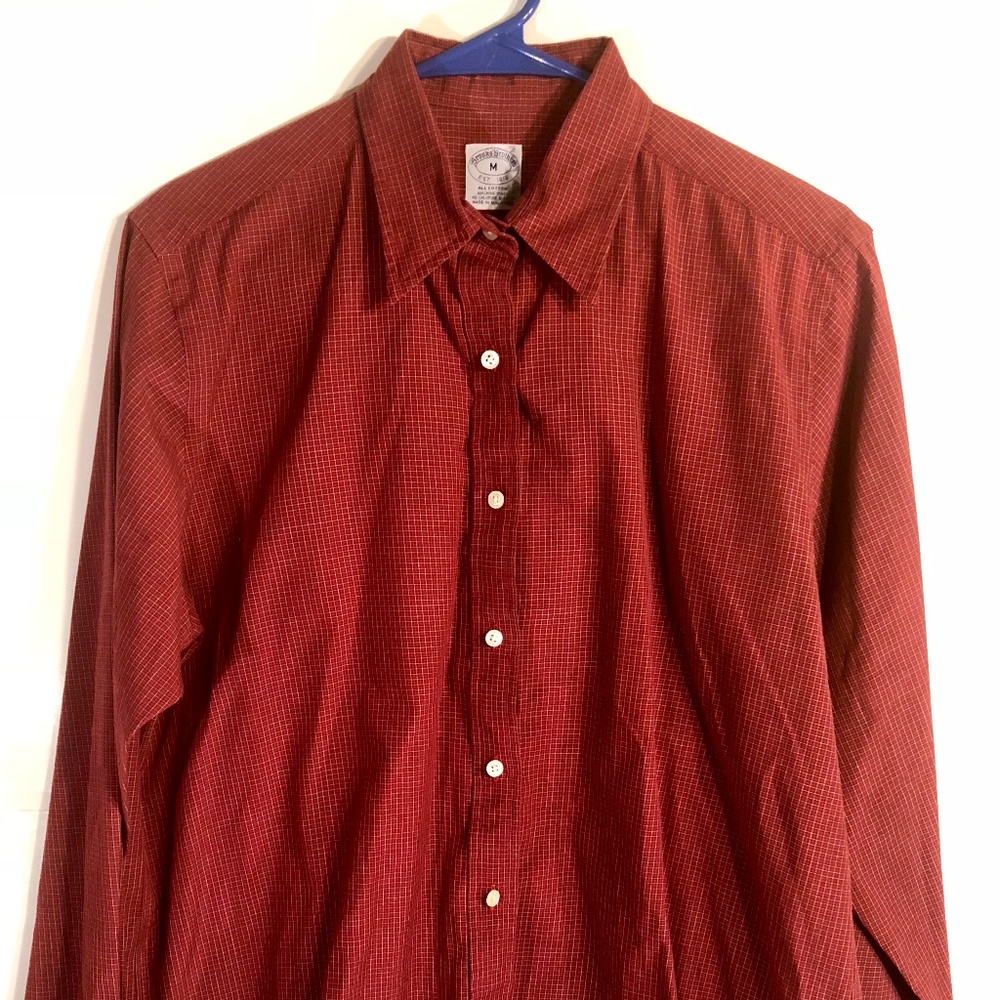 Brooks Brothers Men’s Red Plaid Dress Shirt Size M